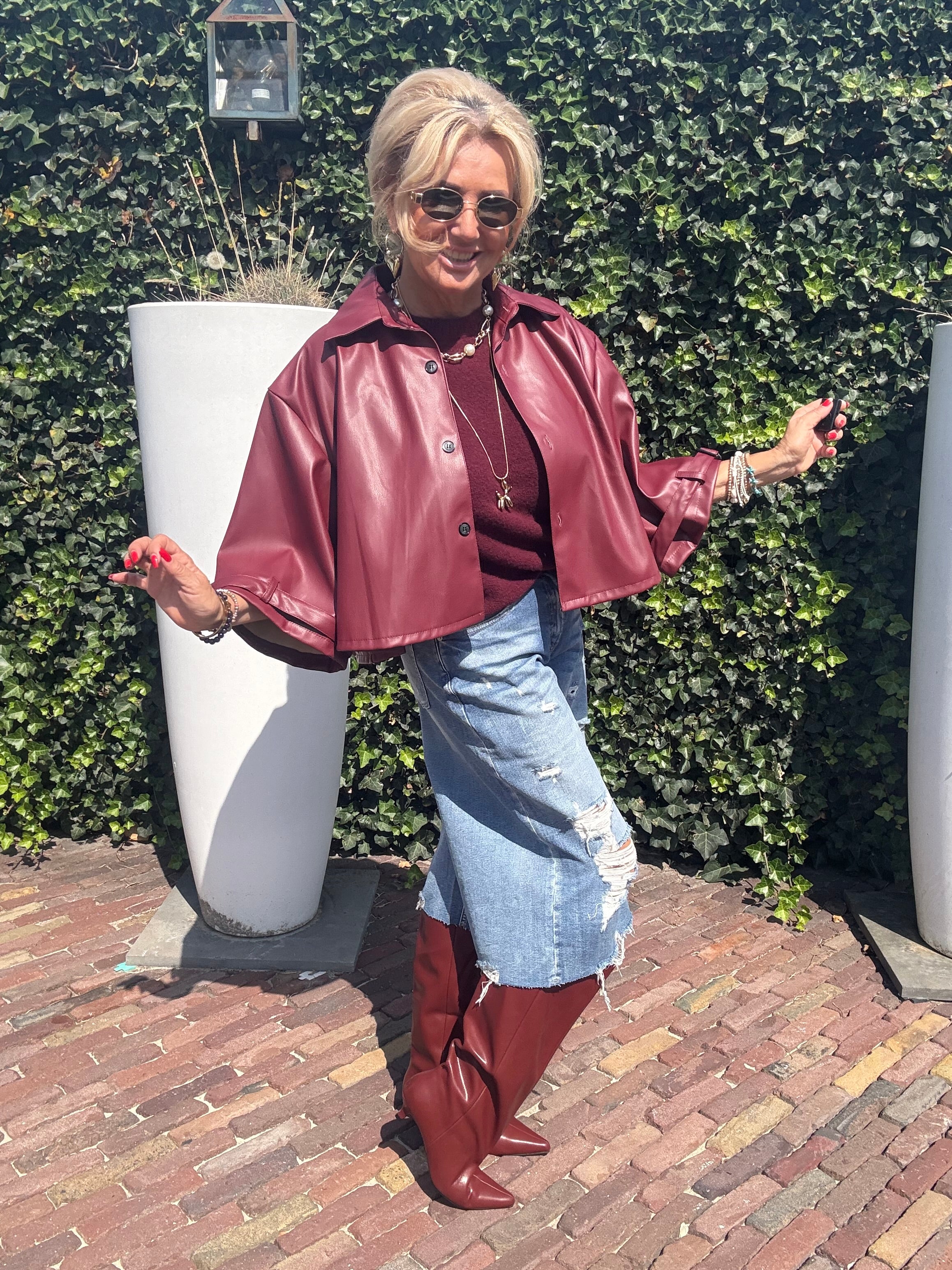 Puh Leatherlook Bordeaux Cape Jasje 🌺